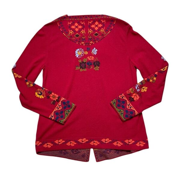 NWT IVKO Women's Red Patterned Cardigan Size 42 = Size XL - Picture 3 of 9